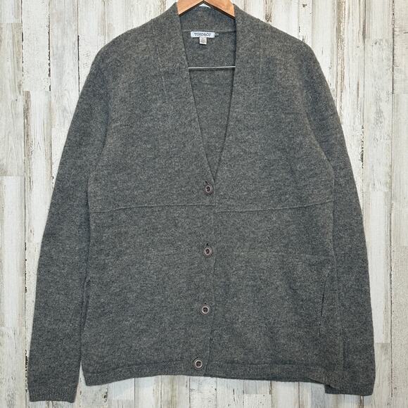 Toad Co 100 Lambswool Cardigan Sweater Large Gray Sustainable Minimalist EUC - Picture 1 of 9
